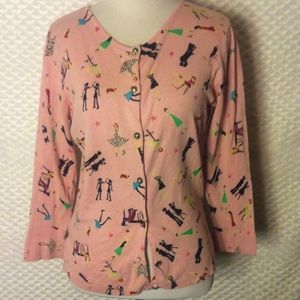 Silk Nicole Miller Cardigan w/ Crystal Buttons